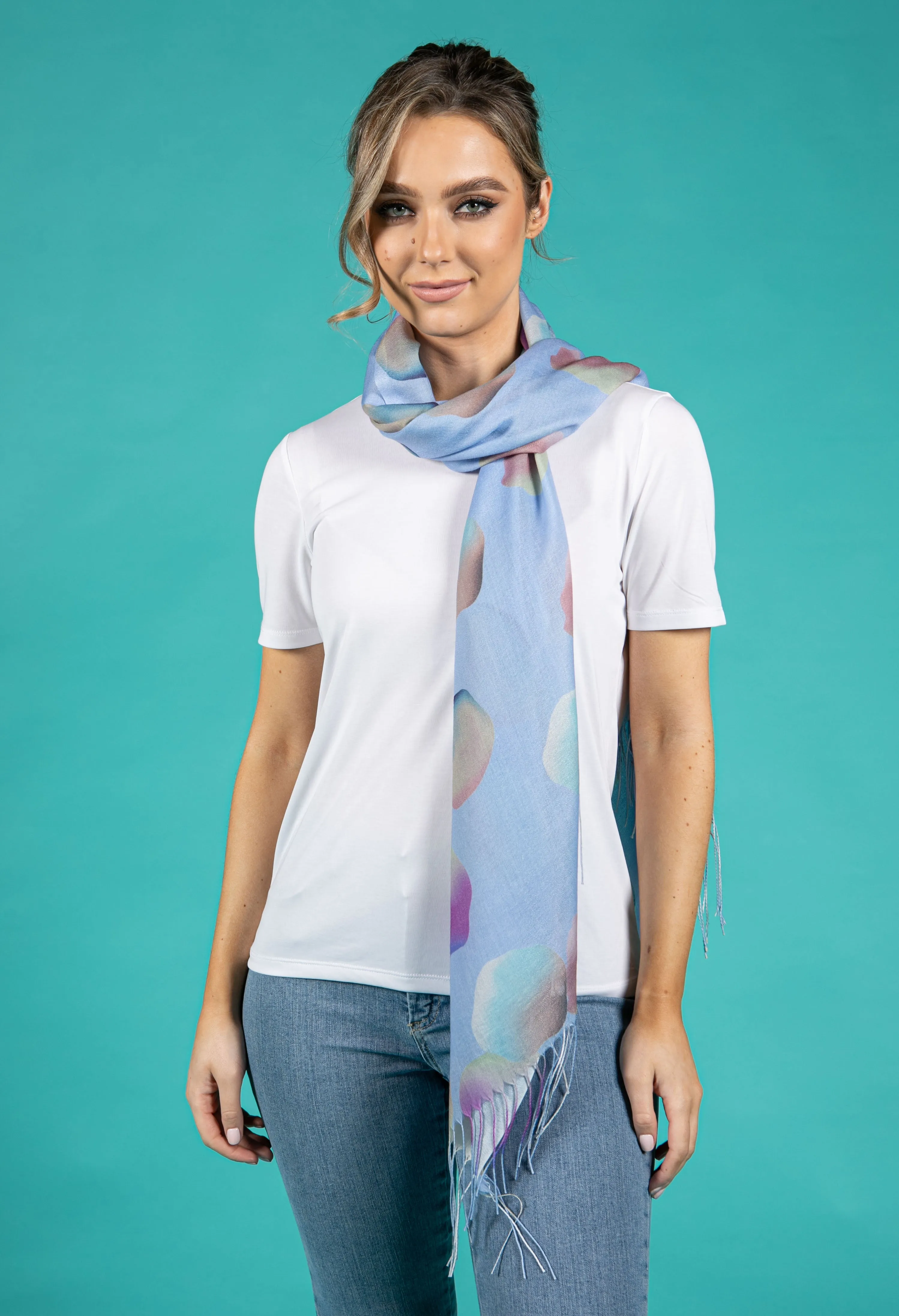 Abstract Bubble Print Scarf in Blue