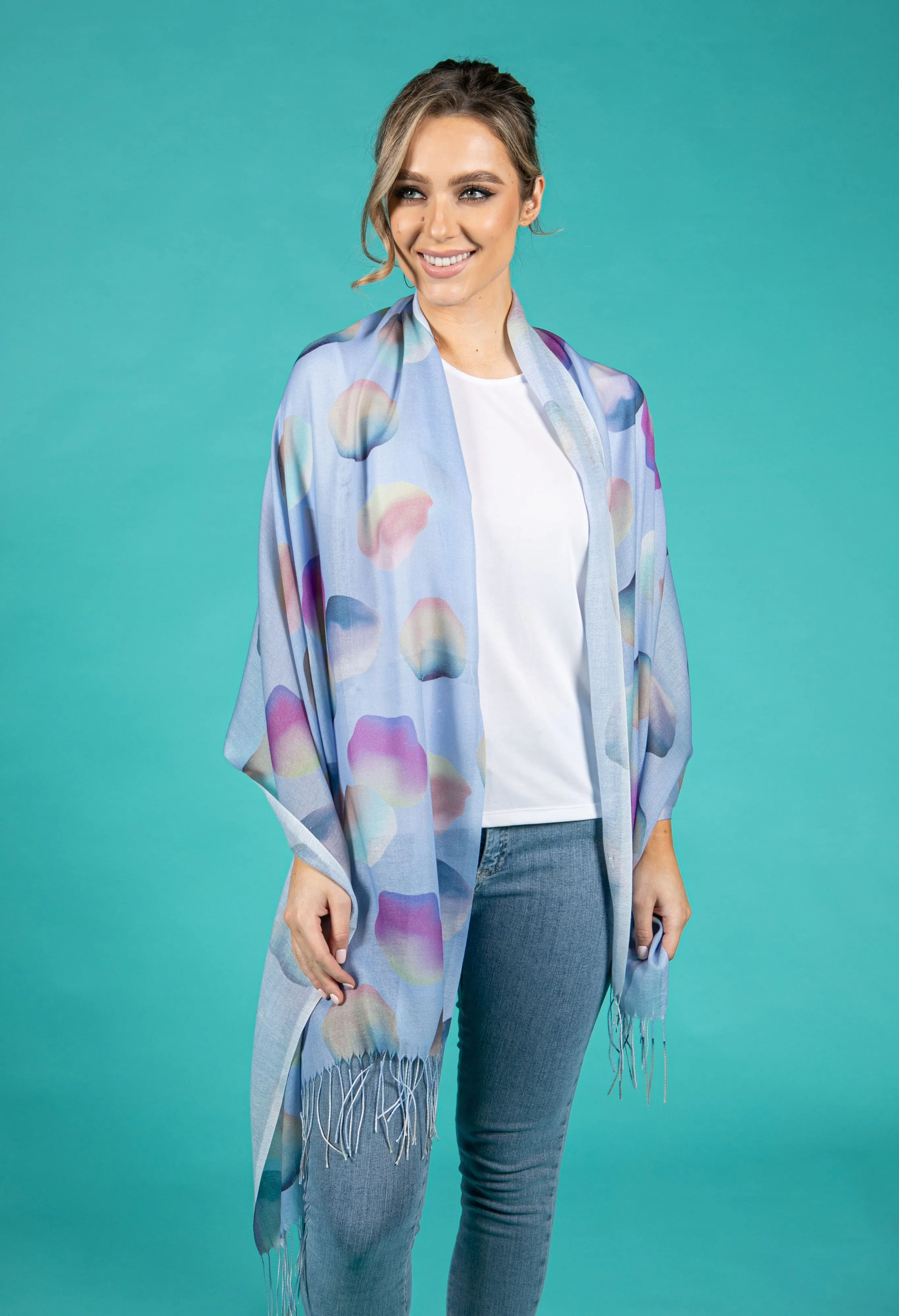 Abstract Bubble Print Scarf in Blue