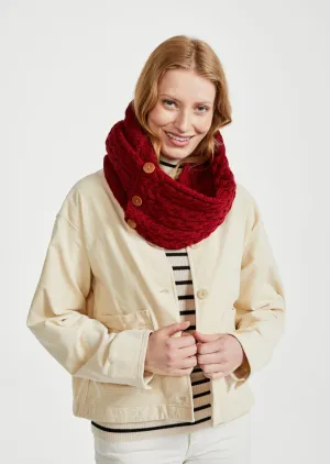 Aran Buttoned Snood | Red