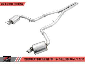 AWE Tuning 2015  Dodge Challenger 6.4L/6.2L Non-Resonated Touring Edition Exhaust - Use Stock Tips