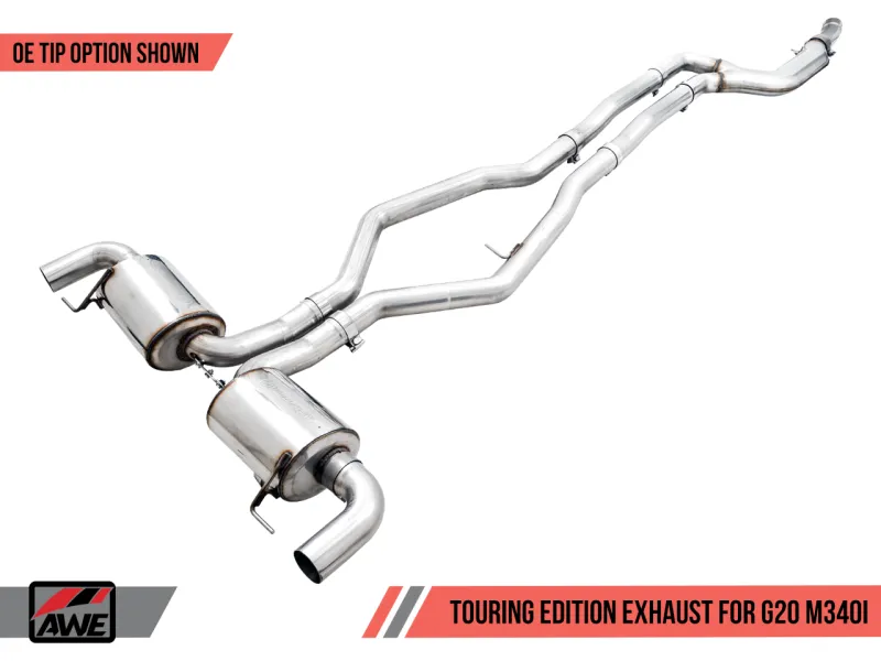 AWE Tuning 2019  BMW M340i (G20) Non-Resonated Touring Edition Exhaust (Use OE Tips)