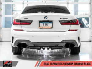 AWE Tuning 2019  BMW M340i (G20) Resonated Touring Edition Exhaust - Quad Diamond Black Tips