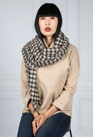 Black and Cream Check Scarf