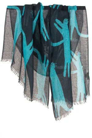 Black Contemporary Silk Cashmere Scarf