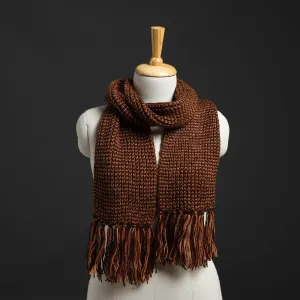 Brown - Kumaun Hand Knitted Woolen Muffler 64