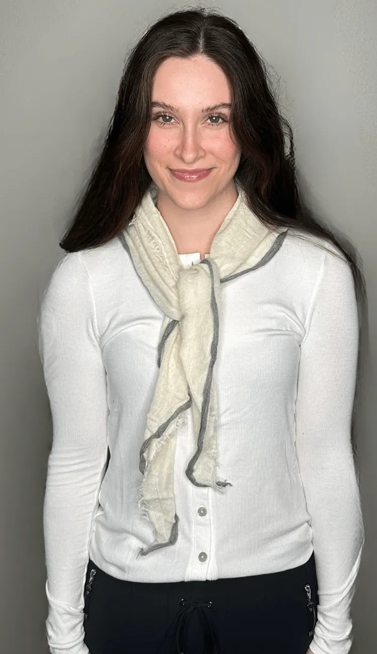 Cashmere Cascade Scarf Mini - Milk   Heather Grey