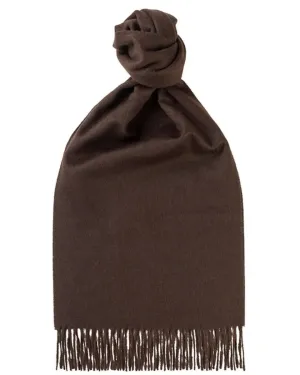 Chocolate Classic Plain 100% Cashmere Brushed Scarf