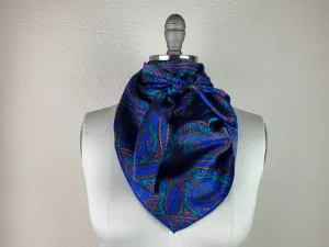 CR Turquoise and Royal Paisley Silk Scarf