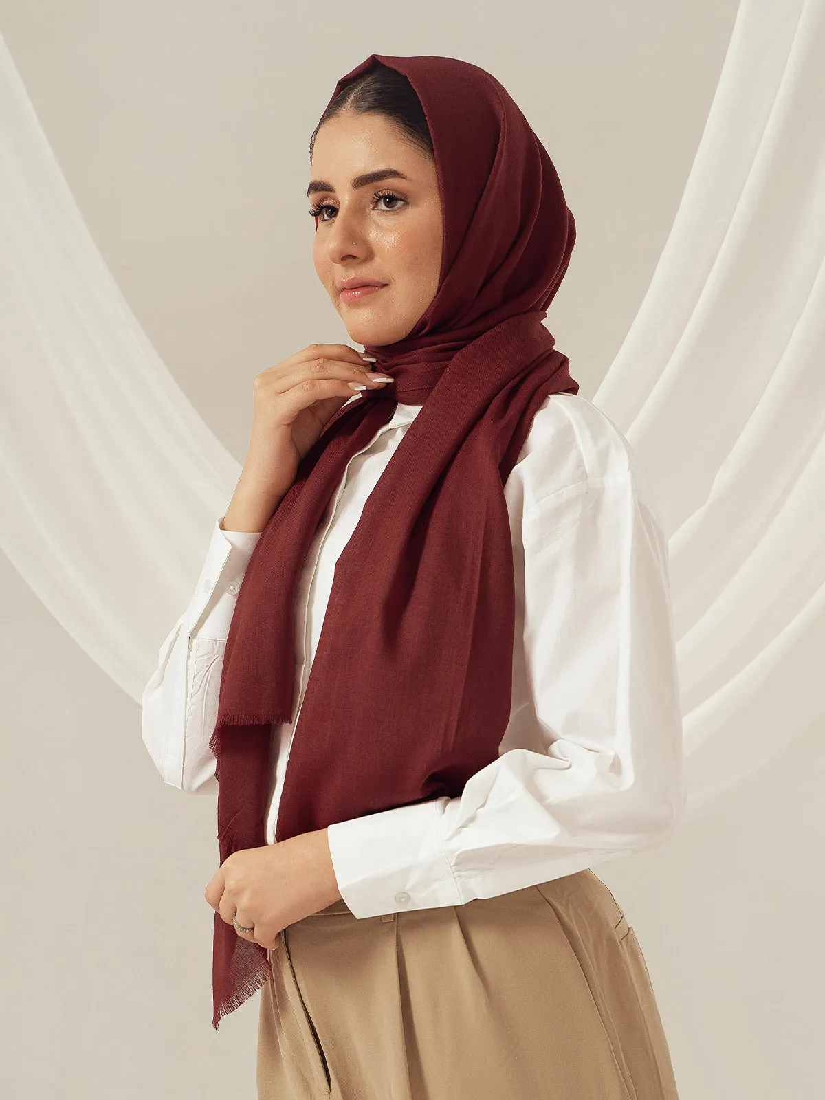 Eco-Luxe Scarves & Hijabs - Deep Maroon