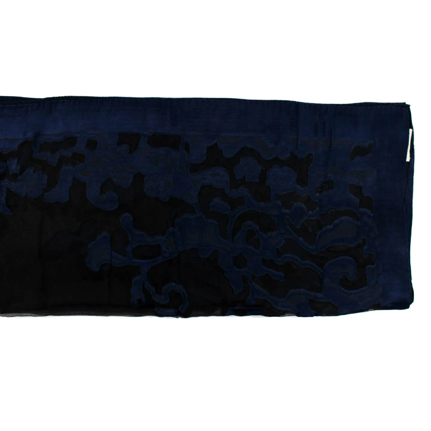 Elie Saab Scarf Dark Blue Design - Paneled/ Embellished Silk Shawl