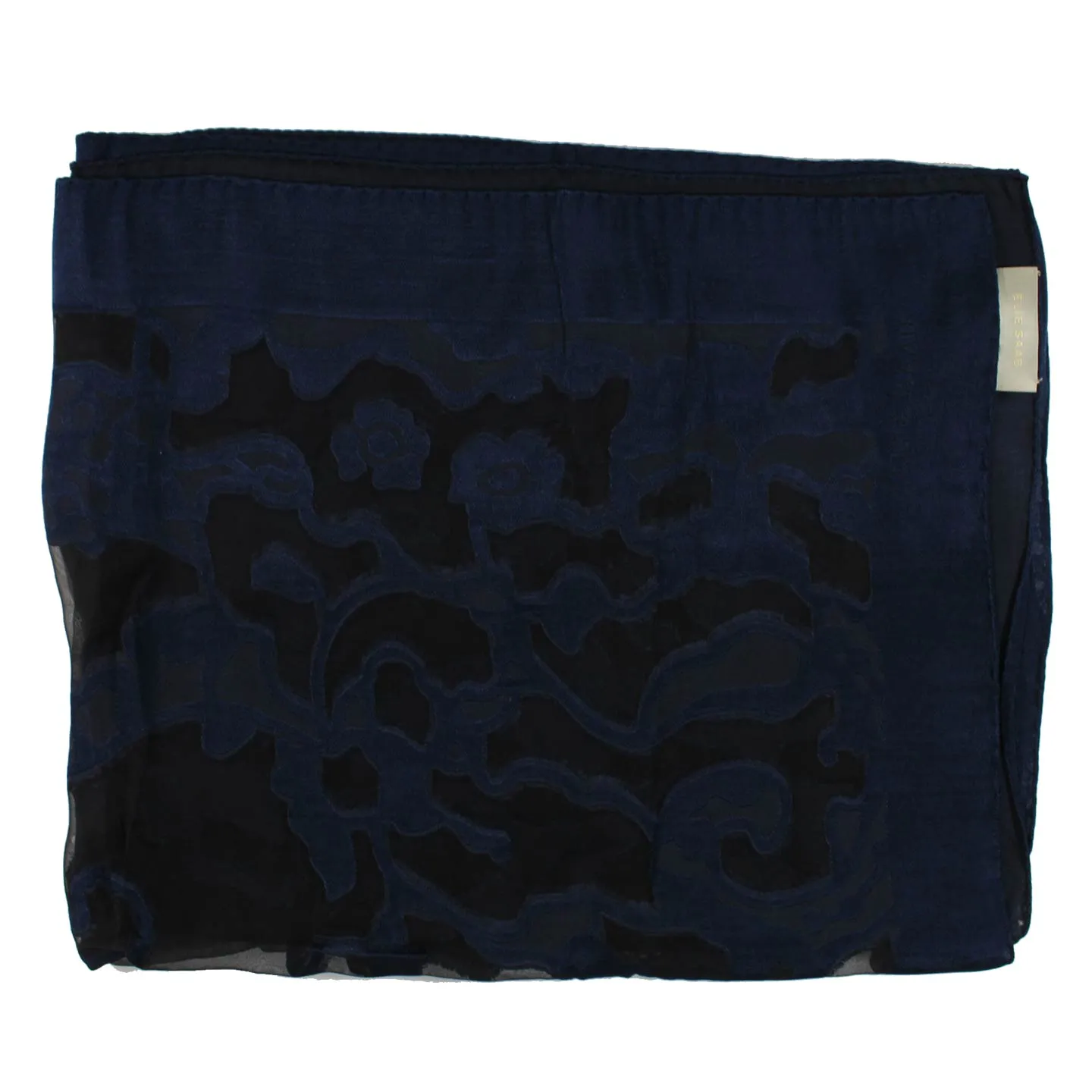 Elie Saab Scarf Dark Blue Design - Paneled/ Embellished Silk Shawl