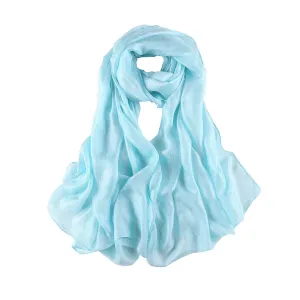 Extra Wide Flax Feel Scarf Solid Turquoise Color FLX006