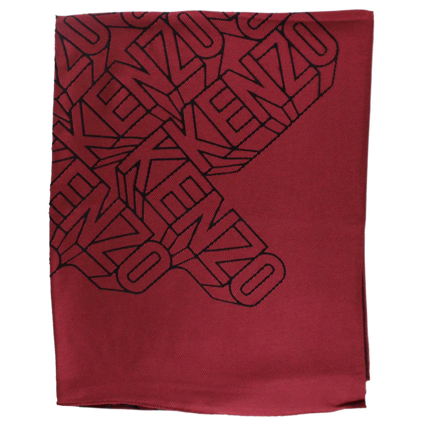 Kenzo Scarf Brick Red Logo Design - Modal Silk Shawl SALE