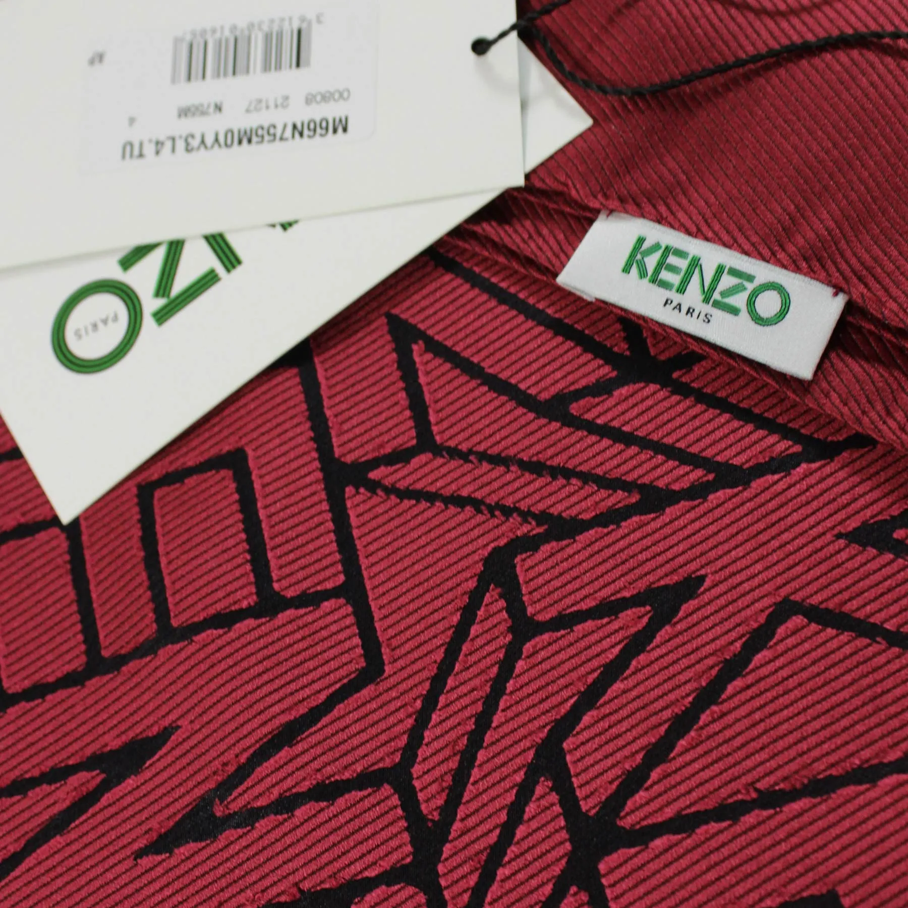 Kenzo Scarf Brick Red Logo Design - Modal Silk Shawl SALE