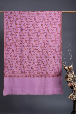 Lavender Hand Embroidered Jali Cashmere Scarf - ANTONIO