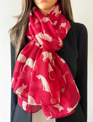 LIGHTWEIGHT PLAIN RED AND BEIGE CAT SCARF