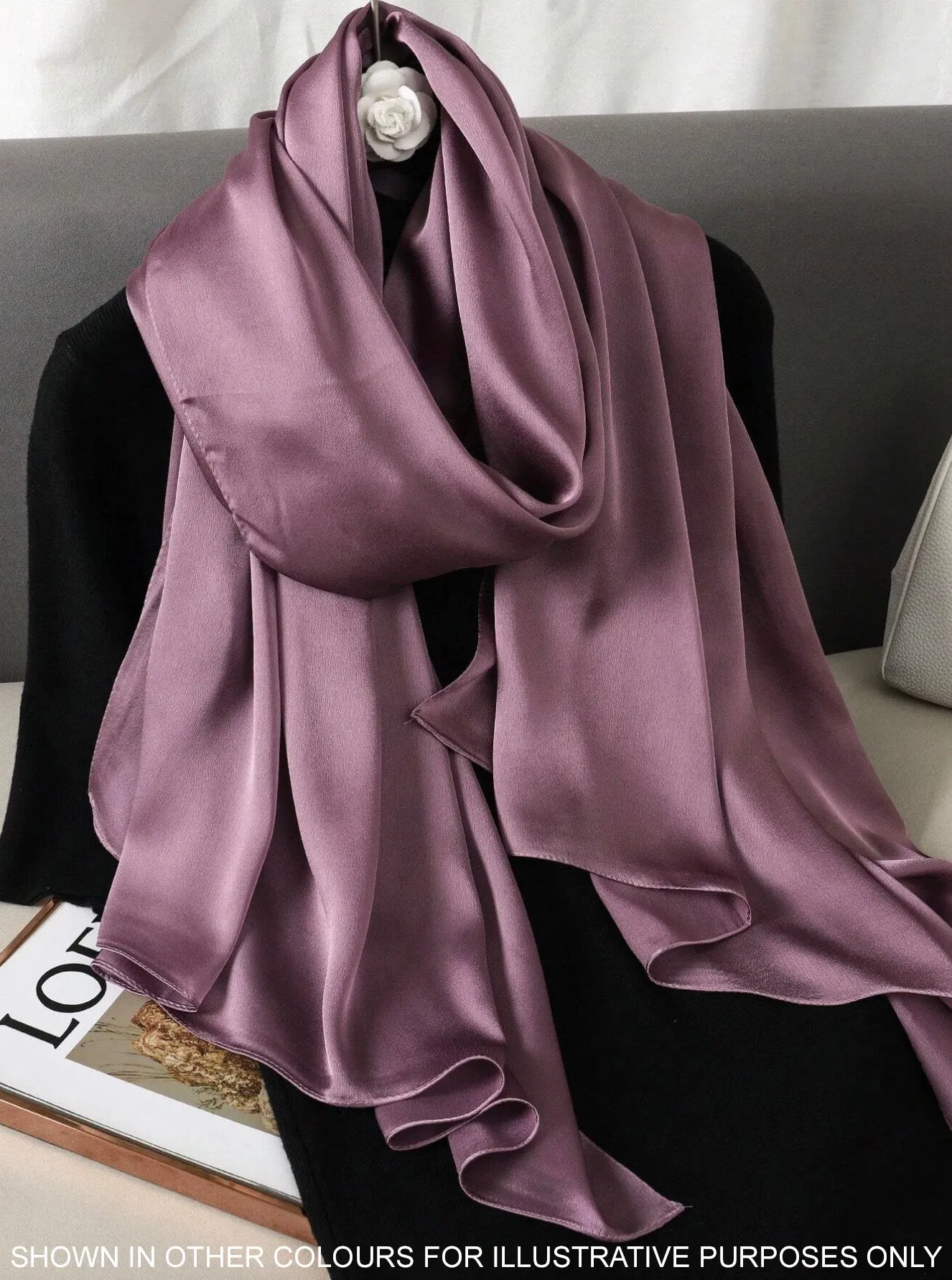 LONG PLAIN DARK GREEN SATIN SCARF SHAWL WRAP