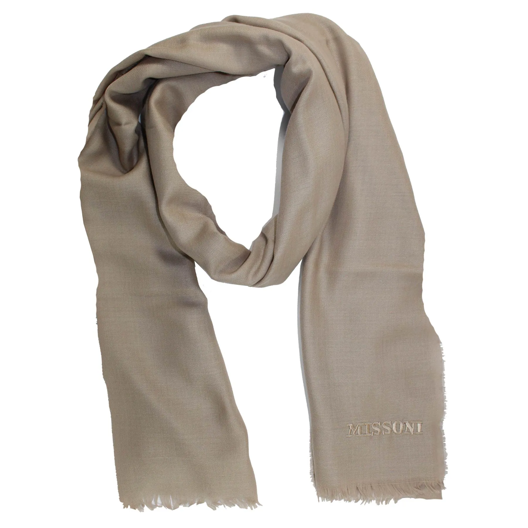 Missoni Scarf Beige Design - Lightweight Alpaca Silk Designer Shawl SALE