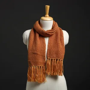 Orange - Kumaun Hand Knitted Woolen Muffler 79