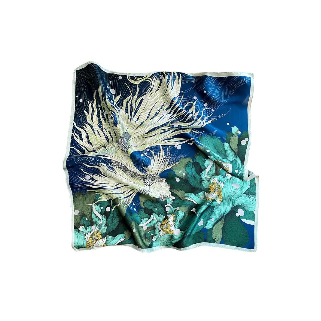 Pre Order:  Casual Goldfish Print Square Scarf