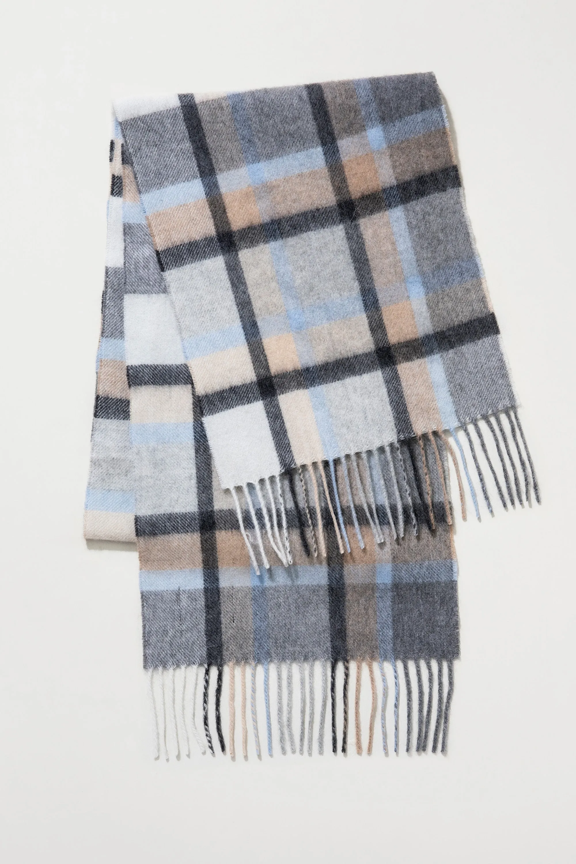 Princeton Check Lambswool Scarf - Blue