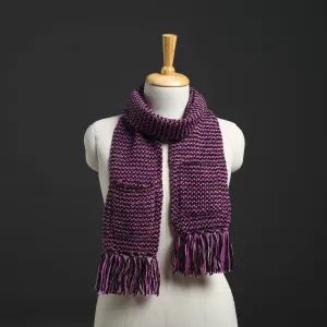 Purple - Kumaun Hand Knitted Woolen Muffler with Pockets 41