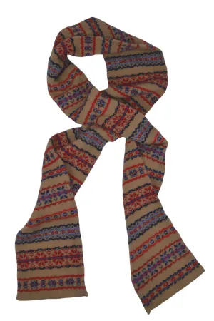 Scalloway Fair isle scarf - Camel