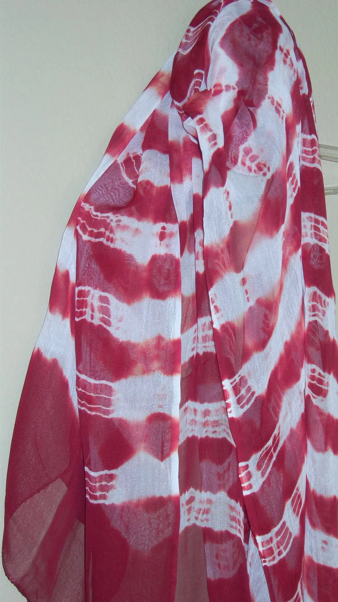 Scarf 430 Red White Georgette Tie Dye Chunni Dupatta Shieno Sarees