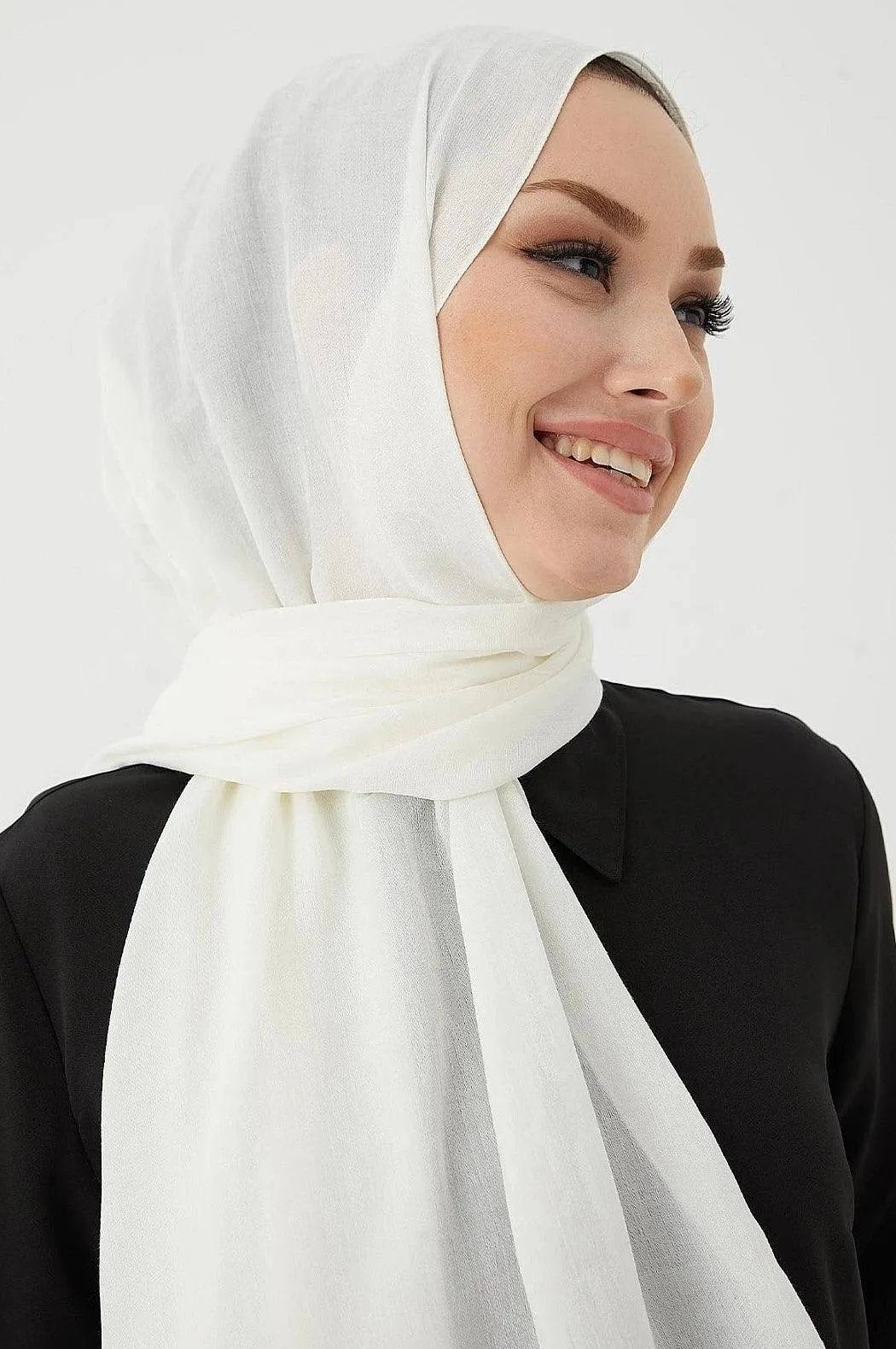 White Cotton Hijab Scarf Shawl - White